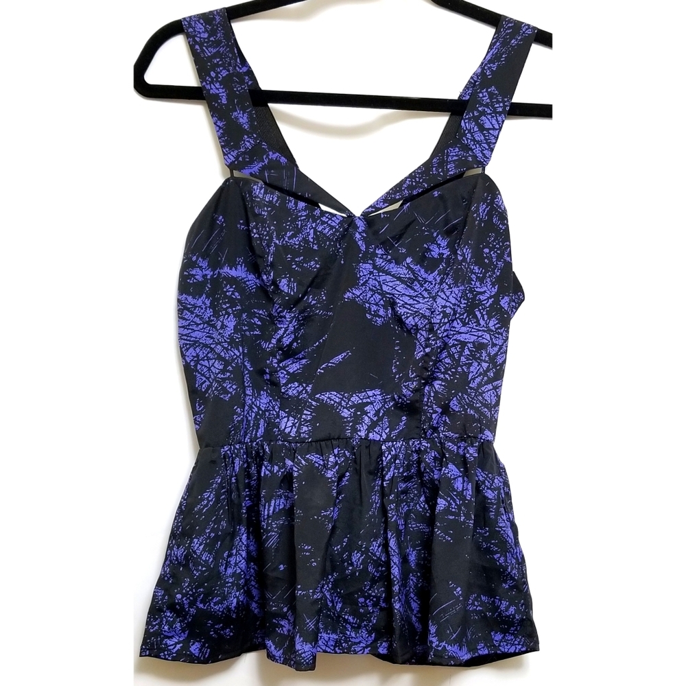 Metropark Black Sapphire scratch Peplum Tank y2k early 2000s club scene